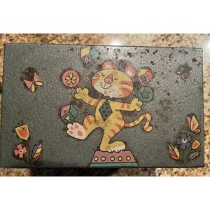 Vintage Metal Storage Tin/Box Tiger And Friends Sturdy Solid Construction 1950's